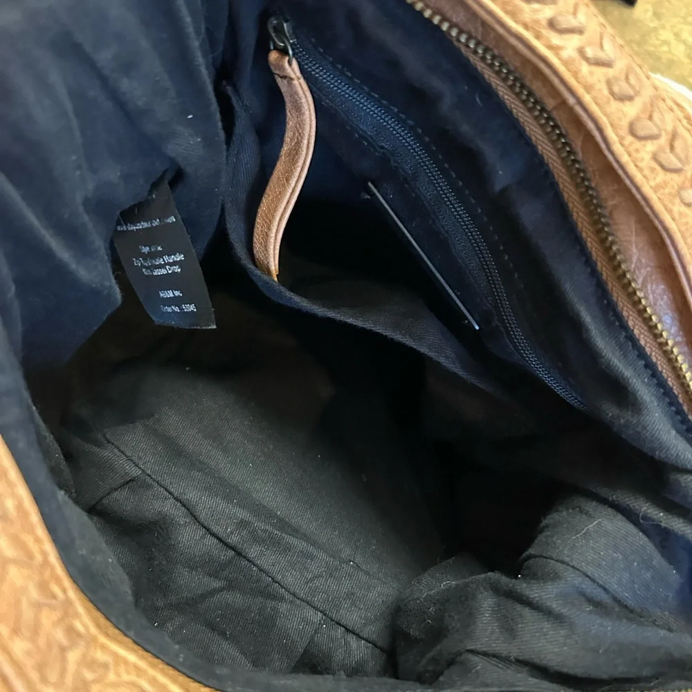 Day & Mood Tan Leather Convertible Hobo Bag